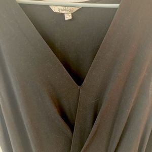 Black cropped short sleeve black jumpsuit.